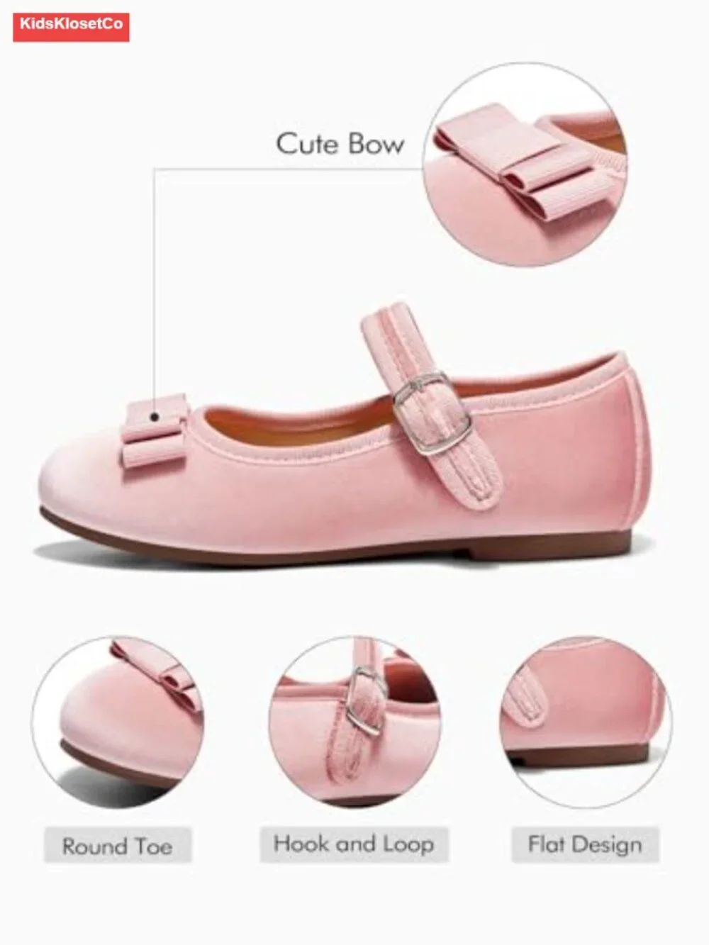 Girls Mary Jane Dress Shoes Bow Round Toe Ballet Flats